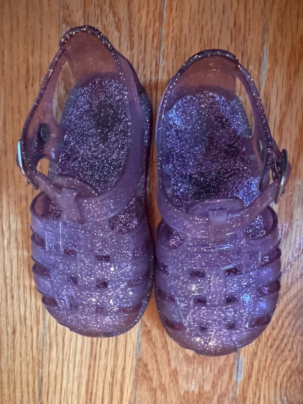 GAP Kids Purple Glitter Jelly Sandals with Buckle